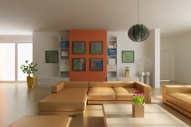 3D render modern oturma odası