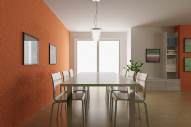 3D render modern ev iç