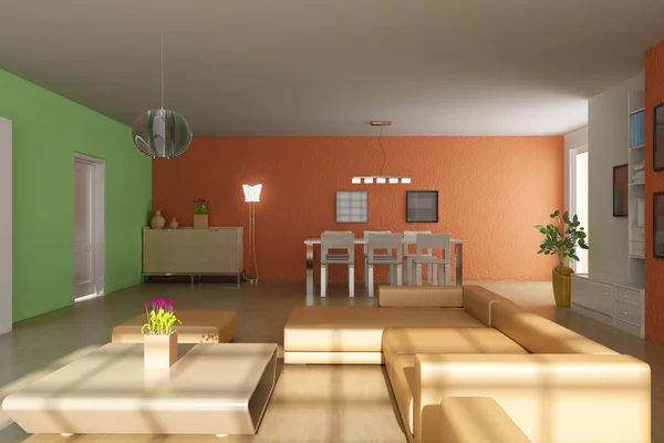3d render modern living room Stock Image