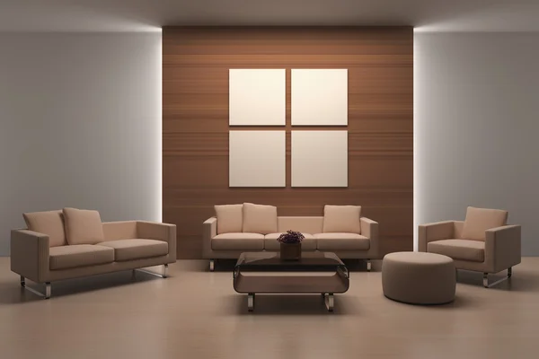 3d renderizar moderna sala de estar — Foto de Stock