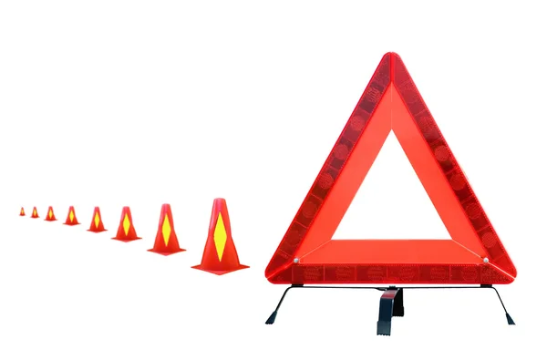 stock image Warning triangle with caution cones