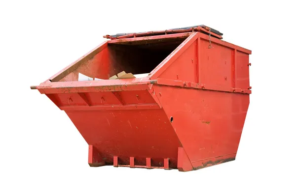 Красная промышленная мусорная корзина — стоковое фото