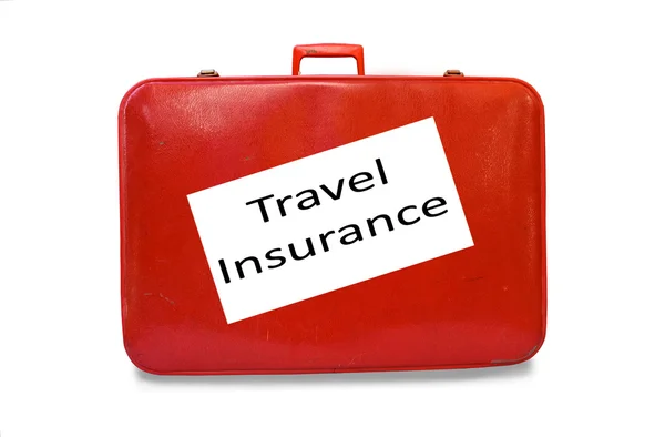 Assicurazione di viaggio valigia rossa — Foto Stock