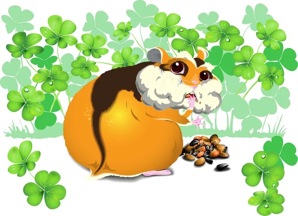 Hamster drôle gourmand — Image vectorielle