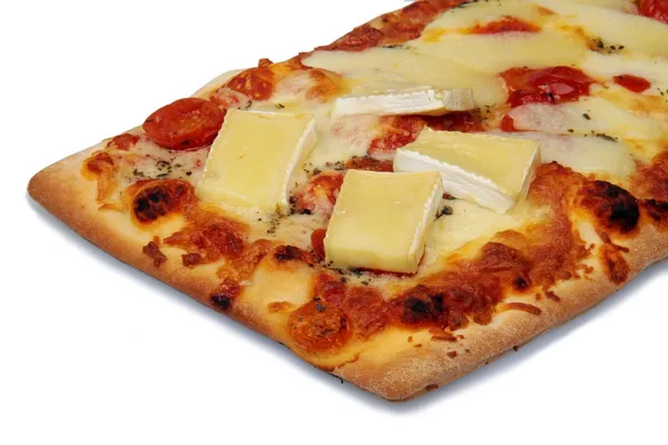 Pizza med fransk brie ost Stockbild