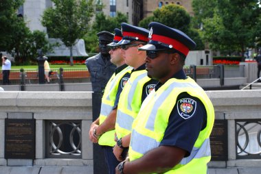 Police lined up in a row. clipart