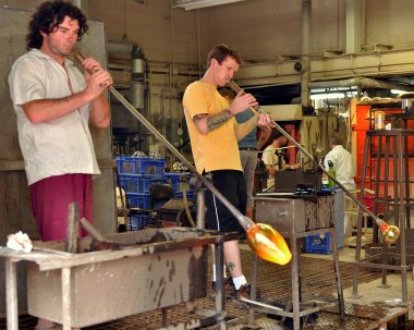 Glass blowers at work clipart