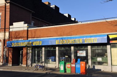 Bankrupt and vacant Blockbuster Video store clipart