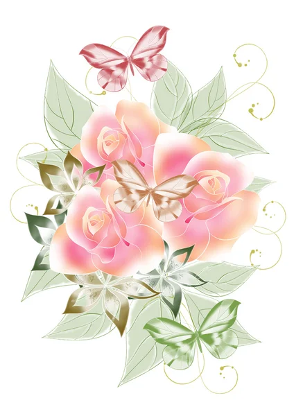 Belo design com buquê de rosas — Fotografia de Stock