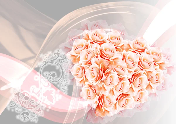 Abstraktes Herz aus rosa Rosen — Stockfoto