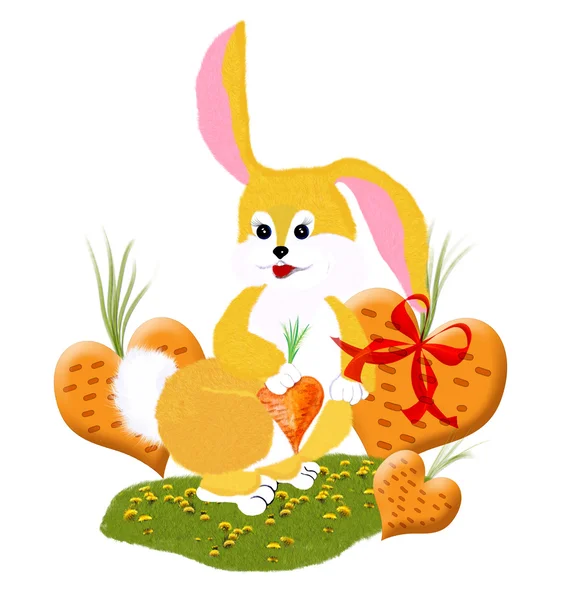 Streszczenie malowane królik marchew serca — Zdjęcie stockowe