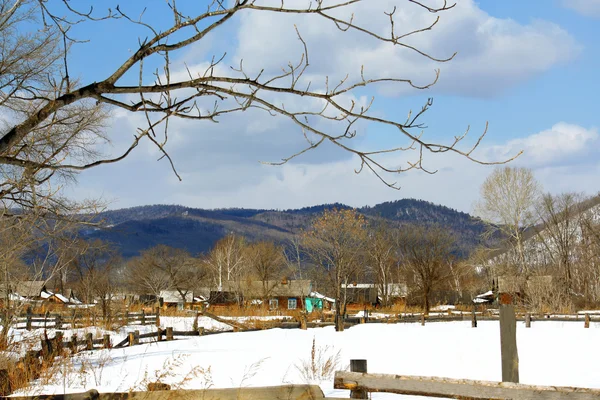 Inverno paisagem rural — Fotografia de Stock