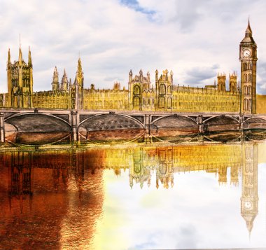 Beautiful painted London bridge clipart