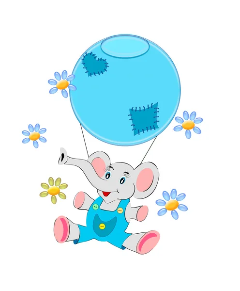 Abstract happy elephant on a balloon — Stock Photo, Image