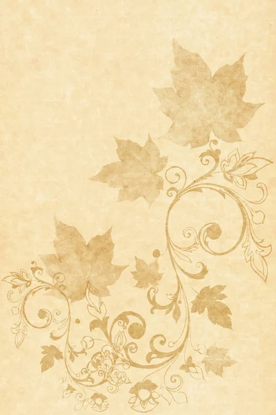 Abstraktes altes Papier mit Ahornblättern — Stockfoto