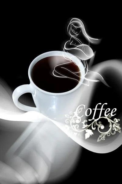 Muchacha pintada abstracta con taza de café — Foto de Stock