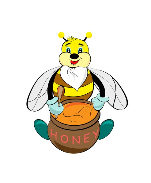 孤立的蜜蜂和蜂蜜 — 图库照片
