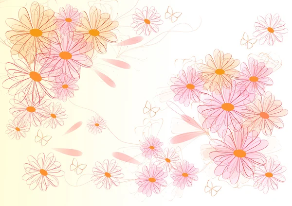 Krásné jasné zpět s květinami — Stock fotografie