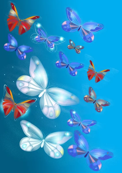 Farfalle colorate dipinte indietro — Foto Stock