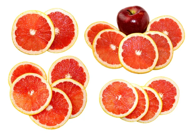 Isolated grapefruit slices with apple — Stock Photo, Image