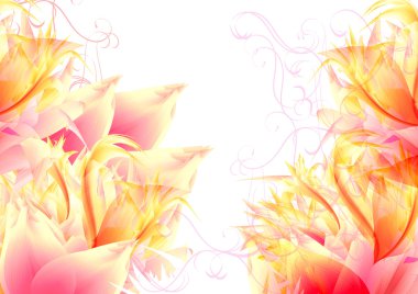 Abstract pink back with fantasy flowers clipart