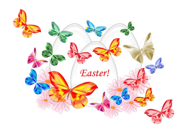 Krásná malovaná velikonoční vajíčko s motýly — Stock fotografie