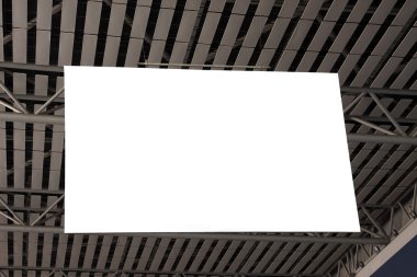 Blank sign post hanged on the ceiling clipart