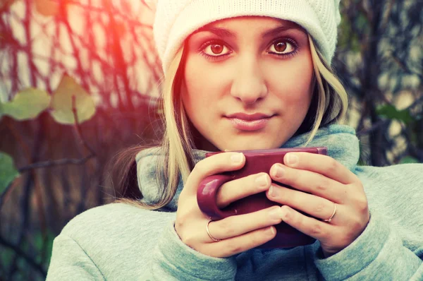 stock image Beautiful girl with a cup