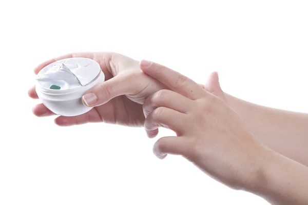 stock image Hand cream applying