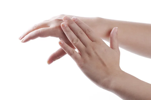 Hand cream tillämpning — Stockfoto