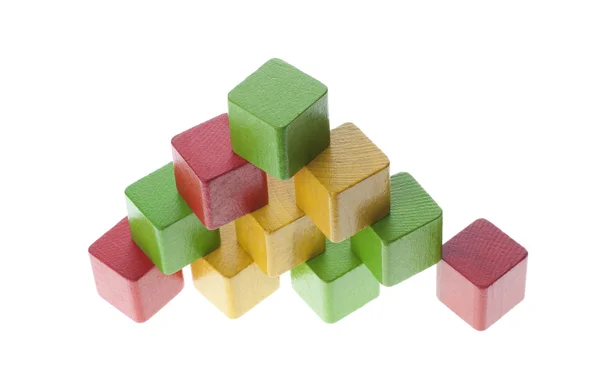 Pyramid with wooden cubes — Stock Photo, Image