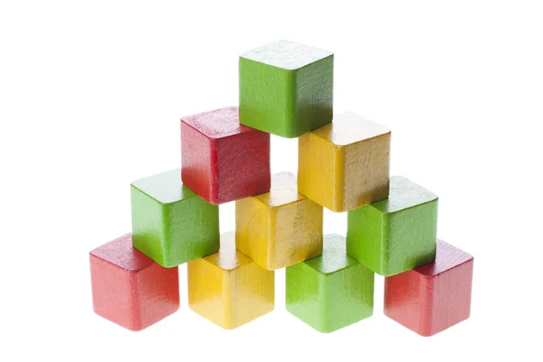 Pyramid with wooden cubes — Stock Photo, Image