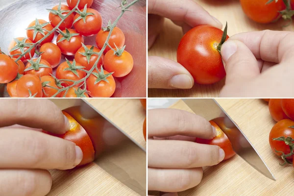 Tomates cereja em uma tigela — Fotografia de Stock