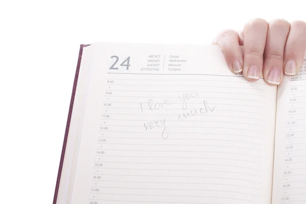 Kocham cię w notatniku — Zdjęcie stockowe