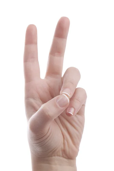 Ruce ukazují znamení míru — Stock fotografie
