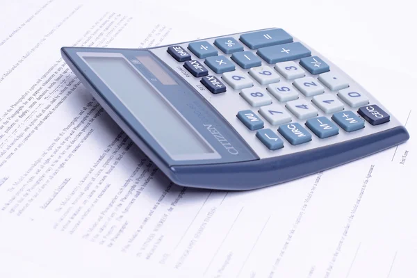 stock image Calculator on a document