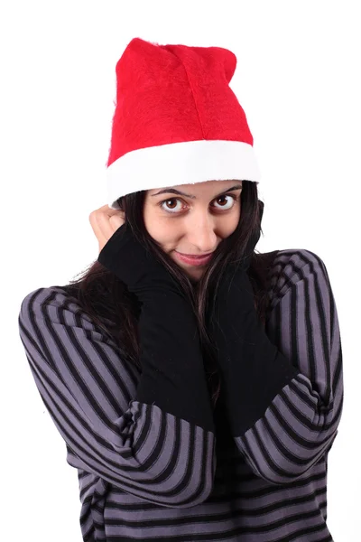 Chica con sombrero de Navidad — Foto de Stock