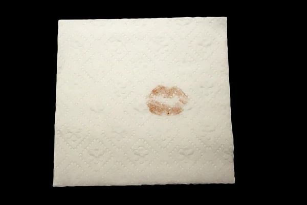 在白色餐巾纸上吻 — 图库照片