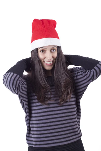 Dívka s kloboukem vánoční — Stock fotografie