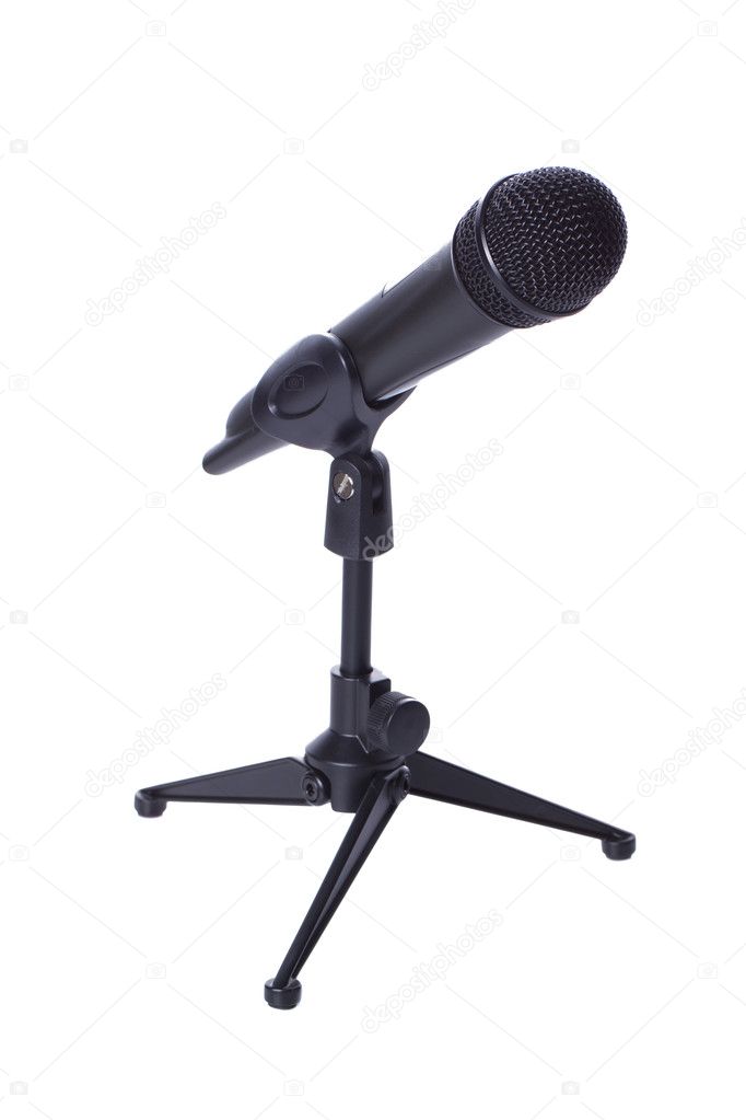 Black wireless mic on stand