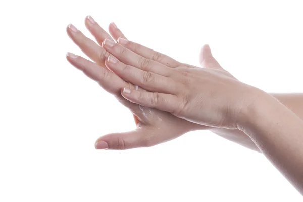 Hand cream tillämpning — Stockfoto
