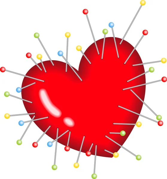 Βουντού καρδιά καρφίτσες ραβδί — Διανυσματικό Αρχείο