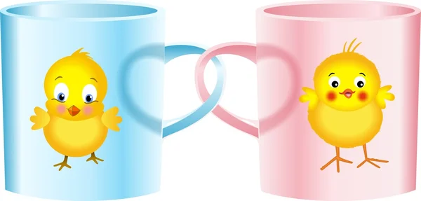 Poussins amour tasse — Image vectorielle