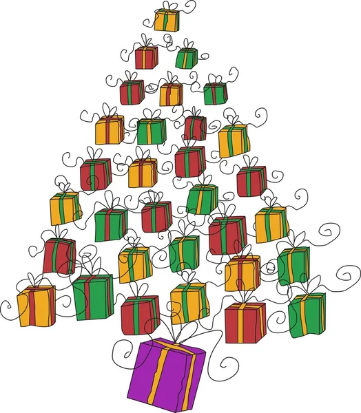 Cadeaux arbre de Noël — Image vectorielle