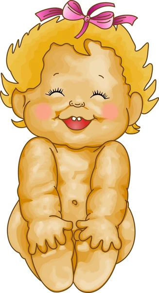 笑みを浮かべて赤ちゃんの女の子 — ストックベクタ