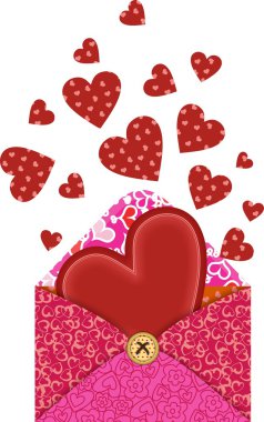 Hearts in the envelope clipart