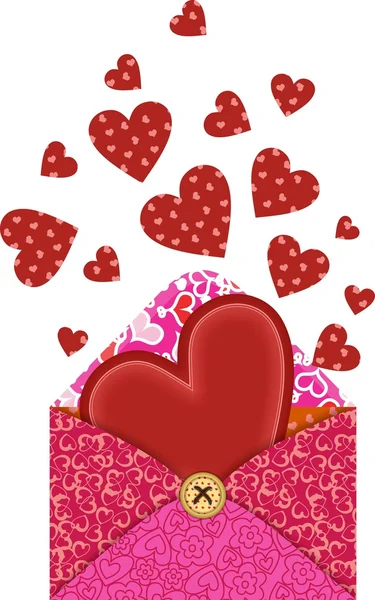Hearts in the envelope — Stock Vector