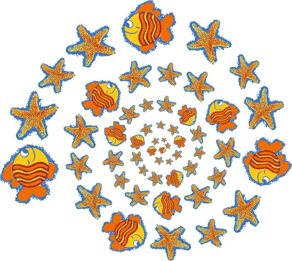 Peces y estrellas de mar — Archivo Imágenes Vectoriales