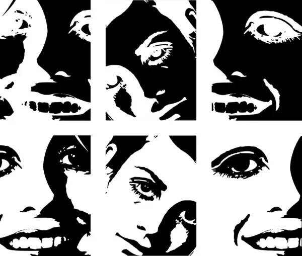Ansikten svart och vitt — Stock vektor