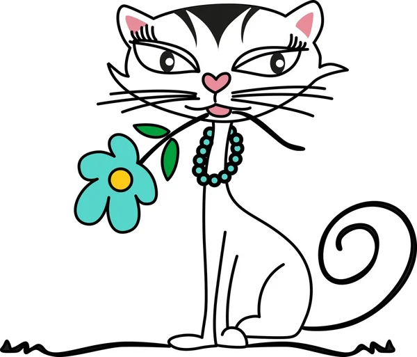 Gattino con fiore — Vettoriale Stock